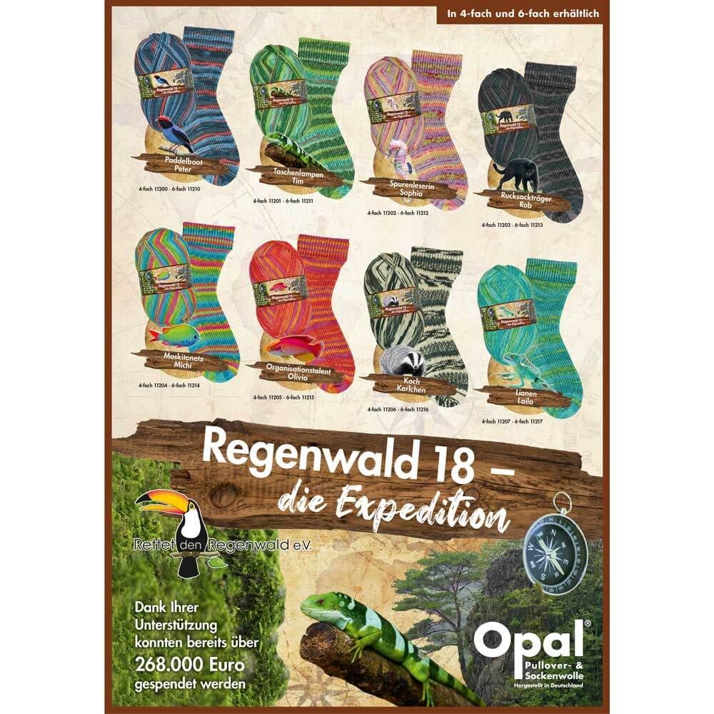 Opal Sockenwolle Regenwald 18/ 6-fach 150g